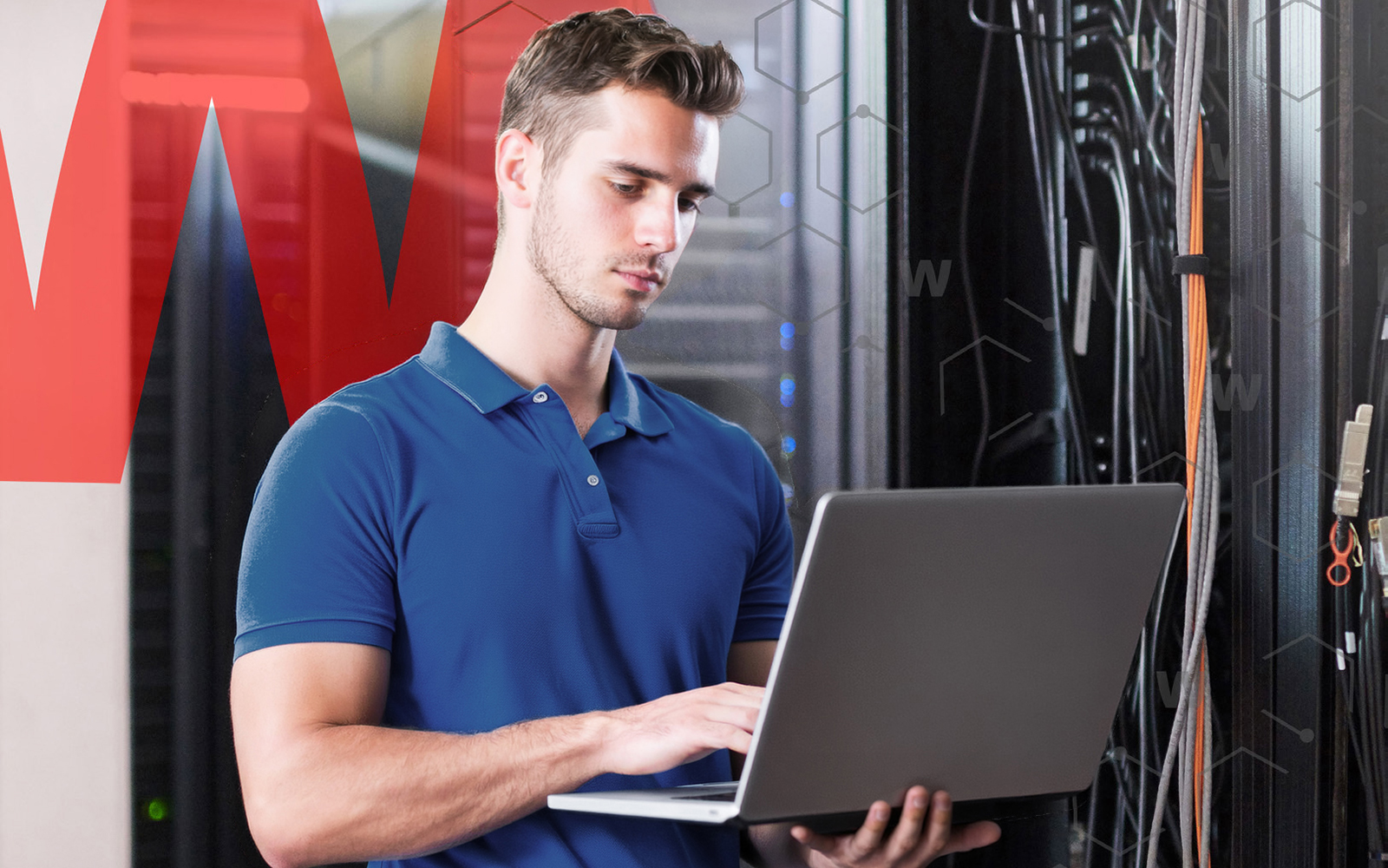 Infrastruttura di rete aziendale con rack, switch e access point configurati